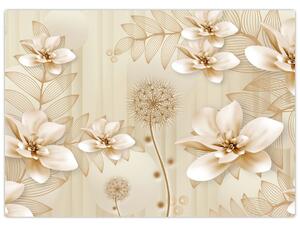 Obraz - Kompozycja złotych kwiatów (70x50 cm)