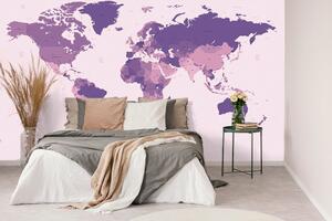 Samoprzylepna tapeta szczegółowa mapa świata w kolorze fioletowym