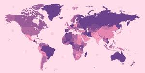 Tapeta szczegółowa mapa świata w kolorze fioletowym