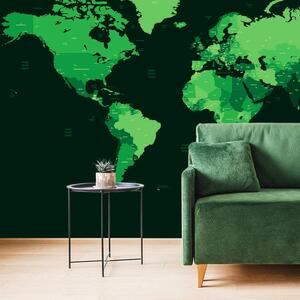 Tapeta szczegółowa mapa świata na zielono