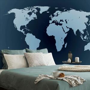 Tapeta mapa świata w odcieniach niebieskiego