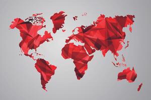 Tapeta czerwona mapa świata w grafice wektorowej