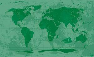 Samoprzylepna tapeta rustykalna mapa świata w kolorze zielonym