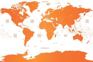 Tapeta mapa świata z poszczególnymi państwami w kolorze pomarańczowym