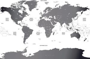 Samoprzylepna tapeta mapa świata z poszczególnymi państwami w kolorze szarym