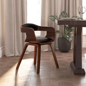 Krzesło stołowe, czarne, gięte drewno i sztuczna skóra