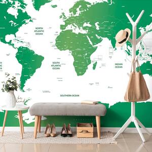 Samoprzylepna tapeta mapa świata z poszczególnymi państwami na zielono