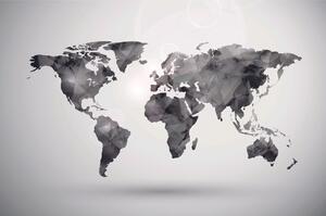 Tapeta wielokątna mapa świata w czerni i bieli
