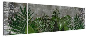 Obraz - Betonowa ściana z roślinami (170x50 cm)
