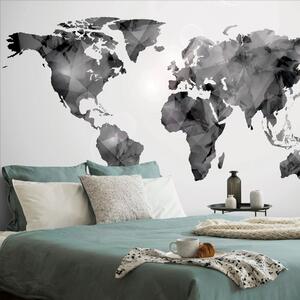 Samoprzylepna tapeta wielokątna mapa świata w czerni i bieli