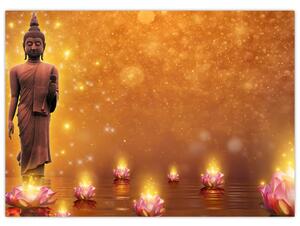 Obraz - Budda w złotym blasku (70x50 cm)