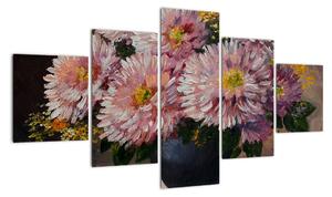 Obraz - Obraz olejny, Kwiaty w wazonie (125x70 cm)