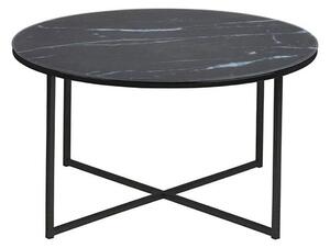 Okrągły stolik kawowy Alisma black / black, czarny z marmurowym blatem i metalową czarną podstawą