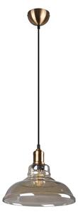 Metalowa lampa wisząca w kolorze mosiądzu ze szklanym kloszem ø 28 cm Aldo – Reality
