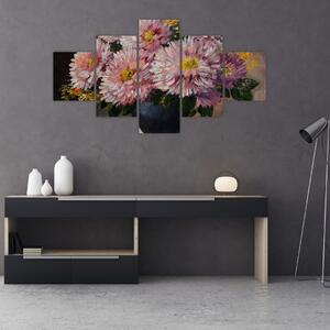 Obraz - Obraz olejny, Kwiaty w wazonie (125x70 cm)