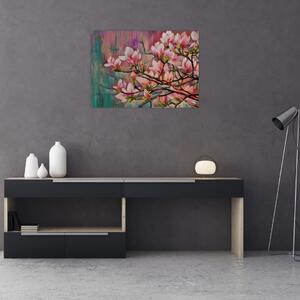 Obraz - Obraz olejny, Kwitnąca sakura (70x50 cm)