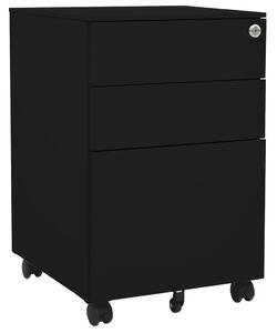 Mobilna szafka kartotekowa, czarna, 39x45x60 cm, stalowa
