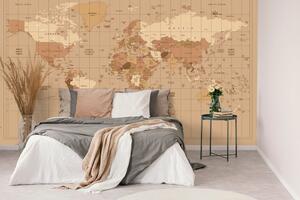 Tapeta mapa świata w beżowym odcieniu