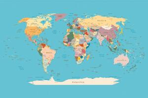 Samoprzylepna tapeta mapa świata z nazwami