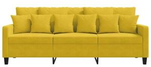 Sofa 3-osobowa, Å¼Ã³Åty, 180 cm, tapicerowana aksamitem