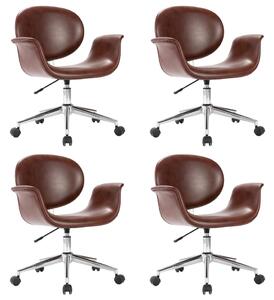 Obrotowe krzesła stołowe, 4 szt., brązowe, obite sztuczną skórą