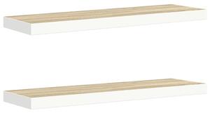 Półki ścienne, 2 szt., dębowo-białe, 90x23,5x3,8 cm, mdf