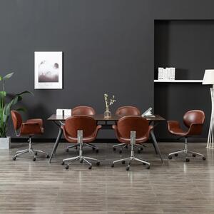 Obrotowe krzesła stołowe, 6 szt., brązowe, sztuczna skóra