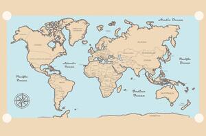 Tapeta mapa świata z beżową obwódką