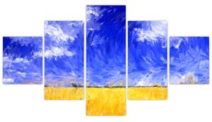Obraz - Obraz olejny, Złote pole (125x70 cm)