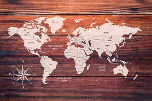 Tapeta przyzwoita mapa z drewnianym tłem