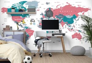 Tapeta mapa świata z pastelowym akcentem