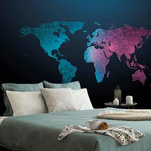 Samoprzylepna tapeta nocna mapa świata