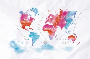 Samoprzylepna tapeta akwarelowa mapa świata