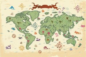 Samoprzylepna tapeta oryginalna mapa świata