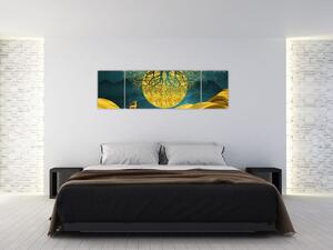 Obraz - Abstrakcja, złoty krajobraz (170x50 cm)