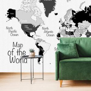 Tapeta stylowa czarno-biała mapa