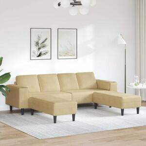 Nowoczesna sofa w ksztaÅcie u z sztruksowym obiciem - szary zielony