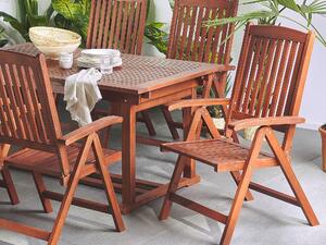 Rustykalne krzesło ogrodowe ciemne drewno akacjowe regulowane składane Toscana Beliani