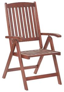 Rustykalne krzesło ogrodowe ciemne drewno akacjowe regulowane składane Toscana Beliani