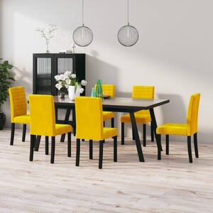 Krzesła stołowe, 6 szt., żółte, obite aksamitem