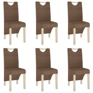 Krzesła stołowe, 6 szt., brązowe, tapicerowane tkaniną