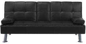 Sofa rozkładana z funkcją spania 3-osobowa stolik w oparciu czarna Roxen Beliani