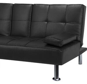 Sofa rozkładana z funkcją spania 3-osobowa stolik w oparciu czarna Roxen Beliani