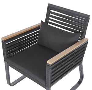 Zestaw 2 krzeseł ogrodowych plecione aluminium z poduszkami czarne Canetto Beliani