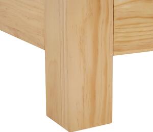 Drewniane łóżko rama 180x200 ze stelażem i wezgłowiem jasne drewno sosnowe Royan Beliani