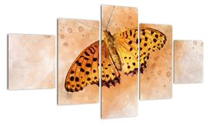 Obraz - Pomarańczowy motyl, akwarela (125x70 cm)