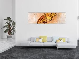 Obraz - Pomarańczowy motyl, akwarela (170x50 cm)
