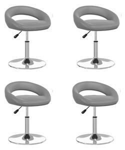 Obrotowe krzesła stołowe, 4 szt., szare, obite sztuczną skórą