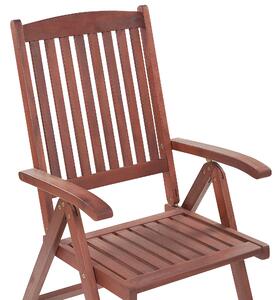 Zestaw 6 krzeseł ogrodowych drewno akacjowe z poduszkami czerwonymi Toscana Beliani