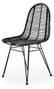 Krzesło rattanowe K337, do ogrodu, na balkon i taras, czarne
